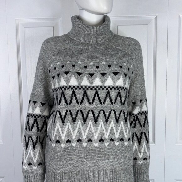 DESIGN HISTORY Women's large grey and black turtleneck knit sweater - Picture 2 of 2